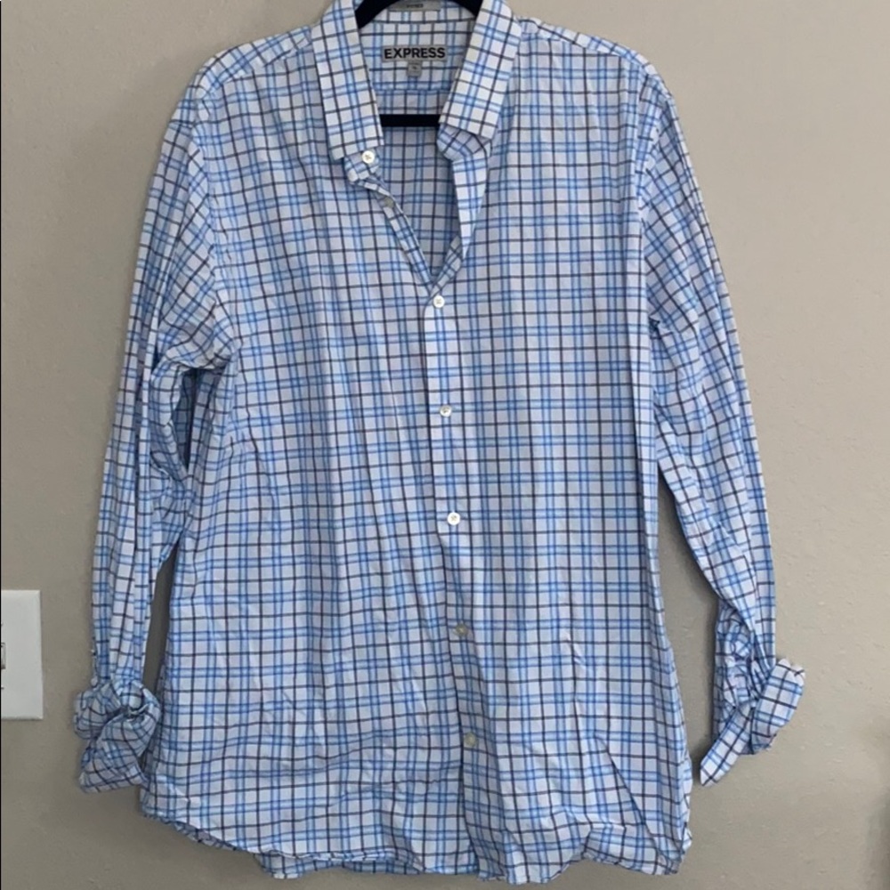 Express Men’s Button Up Dress Plaid Shirt XL